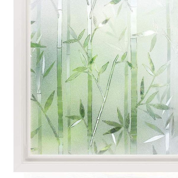 

bunpig stained window film static cling privacy door film decorative glass sticker bamboo window decals anti uv for home office
