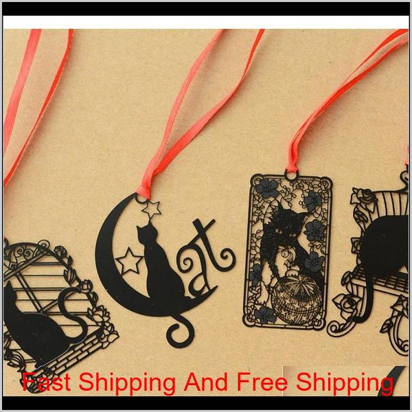 

14 pcs/lot cartoon black cat metal bookmarks for books notebook tab book mark stationery school supplies marcador de livro y19062803 z cr0gk