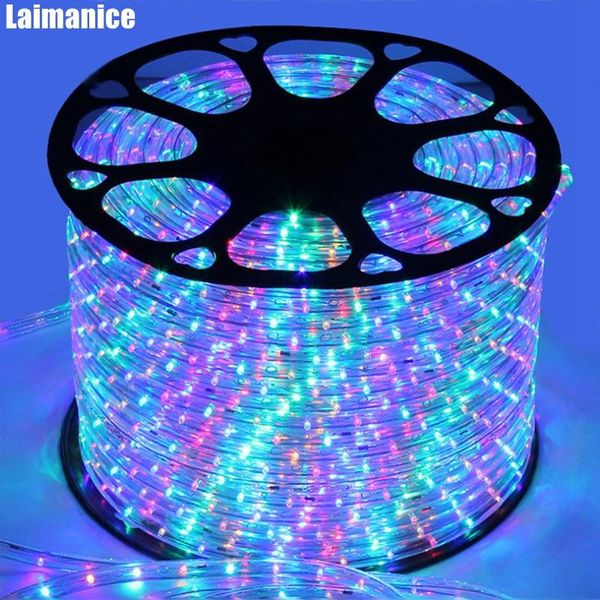 

strips dhl 90m/roll ac220v ip67 waterproof rainbow tube rope led strip christmas outdoor holiday decor lights with 8 mode controller