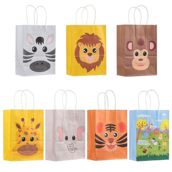 

gift wrap 6pcs multifuntion party supplies kraft paper wedding favors candy package shop loot bag jungle safari