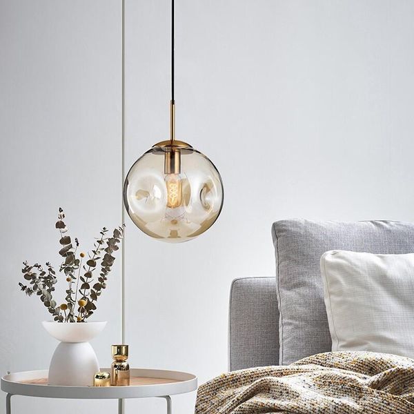 

pendant lamps modern loft glass ball light led e27 nordic hanging lamp with 2 colors for living room restaurant bedroom lobby kitchen