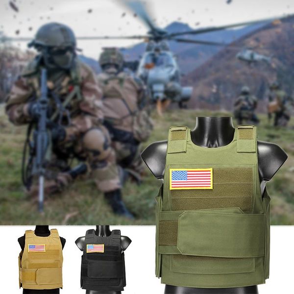 

hunting jackets 2021 tactical vest adjustable molle combat army plate carrier camping, Camo;black
