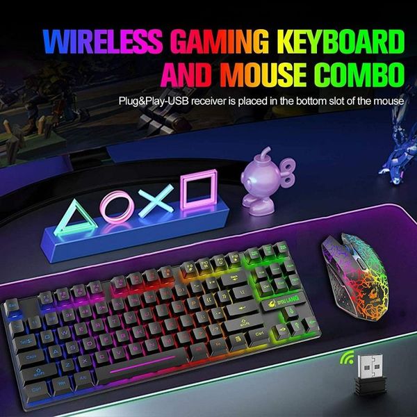 

keyboard mouse combos 2.4ghz usb wireless and set, rgb led for laptop