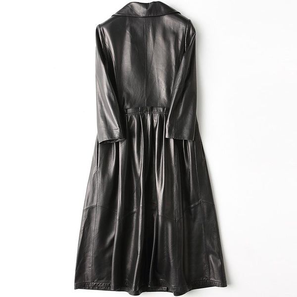 

women's leather & faux genuine women real sheepskin coat autumn winter korean fashion long jacket campera mujer hq18-yxg8123a yy353, Black