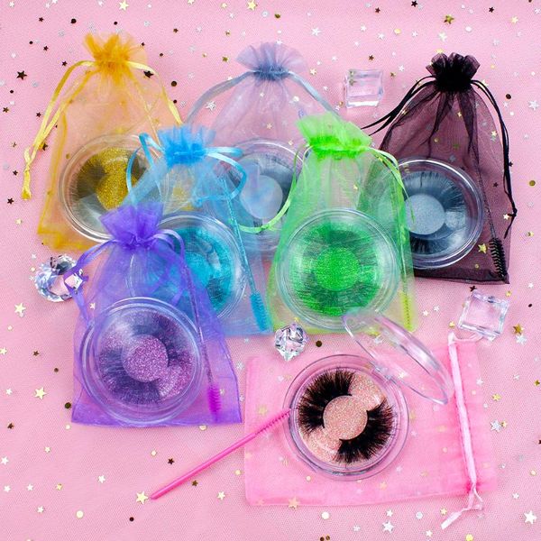 

false eyelashes elyco 25mm clear round cases brushes colorful netbags professional eyelash vendor eye lashes