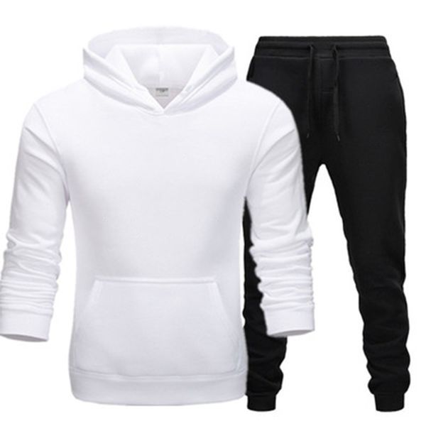 

spring and autumn fashion men's sport suits solid color running fitness clothes fashion sweater plus pants two-piece sportswear, Gray
