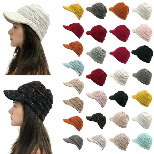 

beanies women's wool knitted hat cap autumn winter comfort warm knit elastic knitting hats for outdoor sport ski