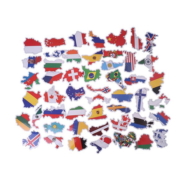 

50 PCS Countries Map Travel Sticker DIY Scrapbooking Suitcase Laptop Car Motorcycle National Flags Stickers Toys for Children