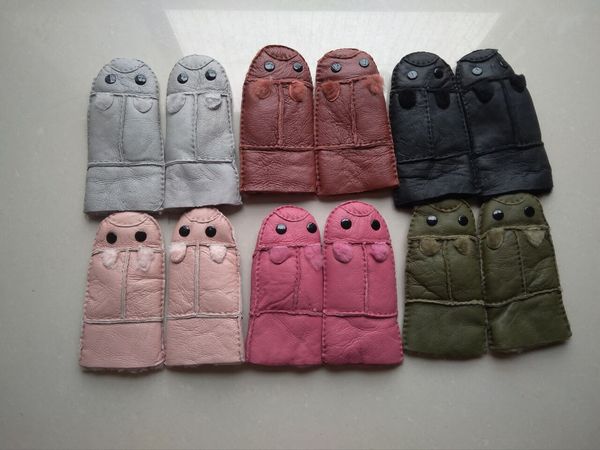 

2018 new winter kids wool gloves warm leather gloves 100% genuine wool, Blue;gray