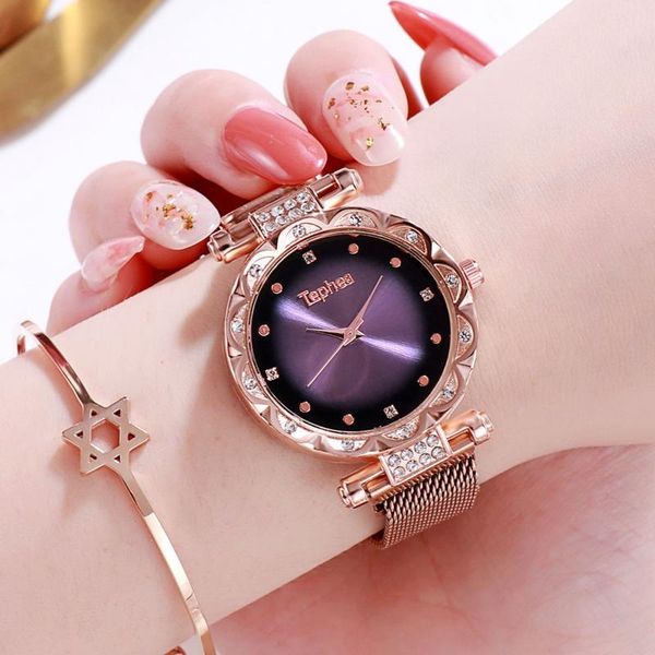 

wristwatches women watch magnetic buckle luxury rhinestone ladies stainless steel quartz watches fashion crystal gift clock 2021, Slivery;brown
