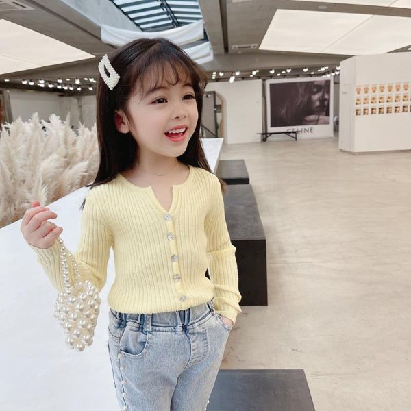 

pullover 2021 korea style girls knitted sweater cotton spring fashion babys cardigan sweaters 3-8 years, Blue
