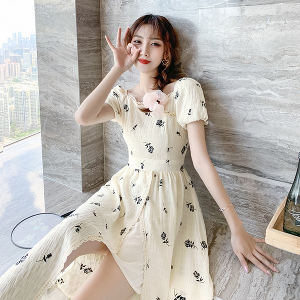 

2021 new retro impd cheongsam, popular, small, fresh, urban, leisure, ladies' style, square collar, spectacle, medium and long skirt, s, Black;gray