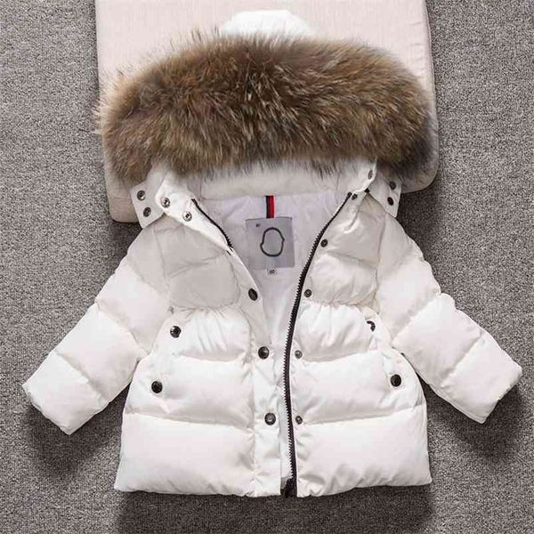 Macacão de neve infantil com capuz para meninos, casaco de inverno para neve, algodão térmico, infantil, inverno, parkas, gola de pele 4-13T 210916