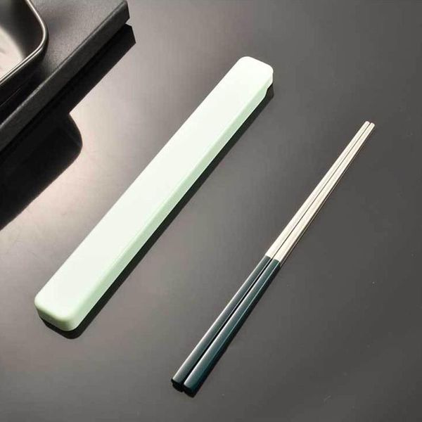 

chopsticks 1pair easy clean home reusable tableware heat resistant stainless steel gift safe office with case portable students