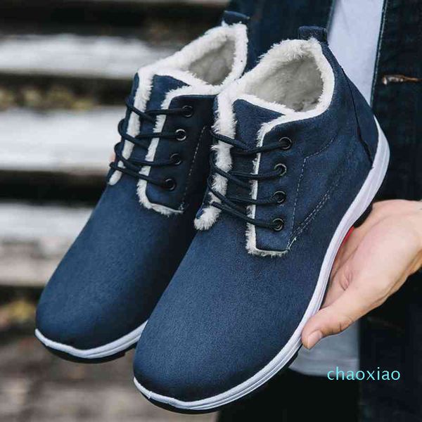 

2021 new men snow boots lace up ankle fashion cotton shoes comfortable male sneakers outdoor flat plus size, Black