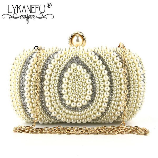 

lykanefu beading pearls box banquet evening bag women bag ladies purse day clutches bride wedding chain shoulder bags