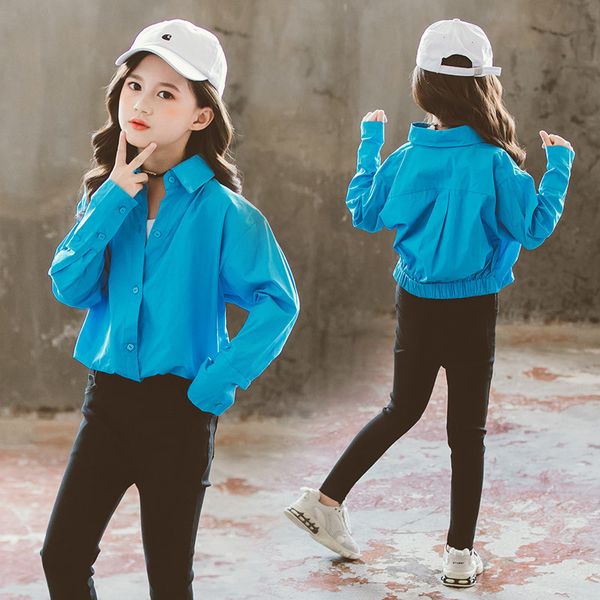 

2021 new t-shirts for teenage fashion clothes 12-year-old autumn girls casual jackets cotton blouse girls'clothes age 8-y fone, White