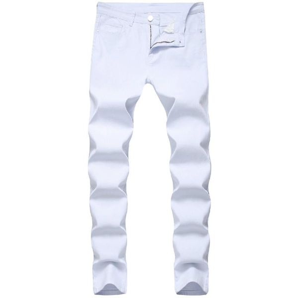 Designer Fashion White Jeans Brand Elastic Mens Denim Pantaloni Casual Slim Fit Stretch Skinny Pants