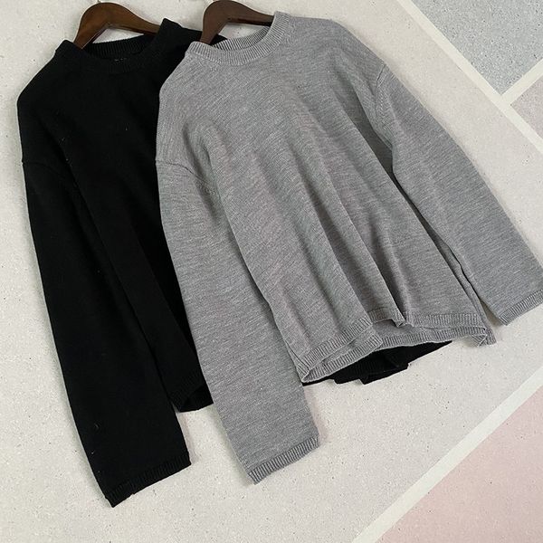 

2021 new pulver feminino camisola de malha casual o-pescoo senhora irregular bainha solta malhas s para outono inverno jumpers htd8, White;black
