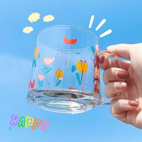 

wine glasses w&g creative glass ins cute little daisy breakfast cup simple transparent household large-capacity water