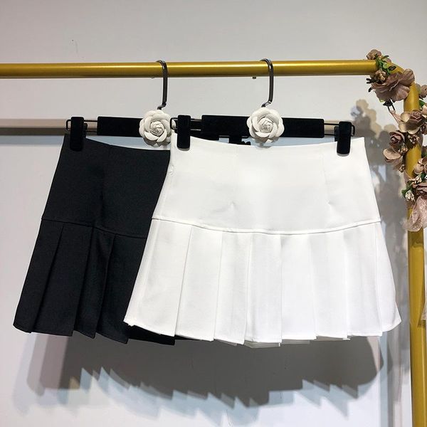 

skirts pleated high waist mini skirt women white micro ladies korean style summer miniskirt y2k egirl accessory, Black