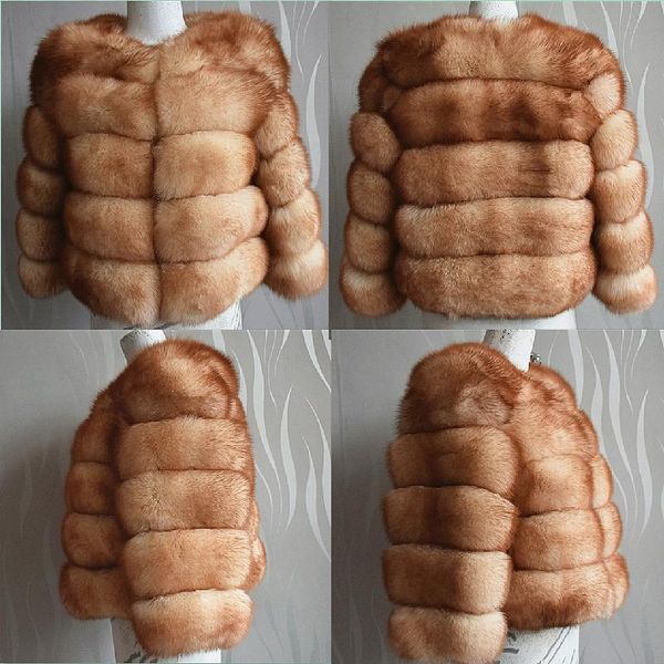 

women's fur & faux real natural 50cm coat women winter vest jacket fashion outwear, Black