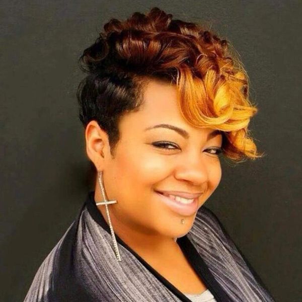 

synthetic wigs short curly for black women with bangs natural hair costume and daily use high-temperature wig