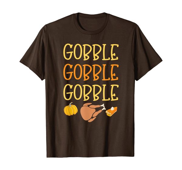 

fall gobble gobble thanksgiving turkey pumpkin funny gift t-shirt, White;black