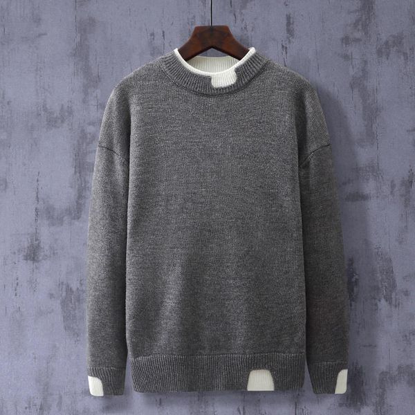 

men sweaters new printed sweater men's loose korean version plus fatround neck pullover knit bottoming shirt autumn and winter mens clo, Black;brown