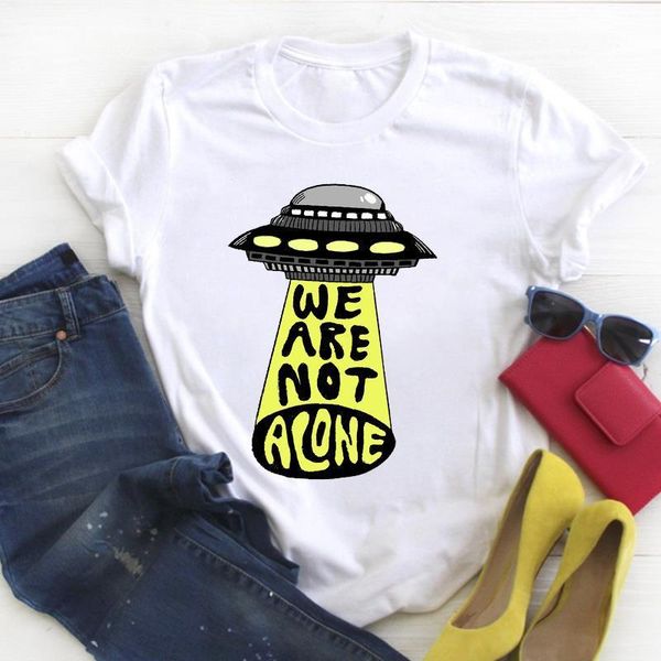 

women ufo letter 90s fashion printed cartoon ladies summer t tee female shirt clothes tshirt womens graphic t-shirt, White