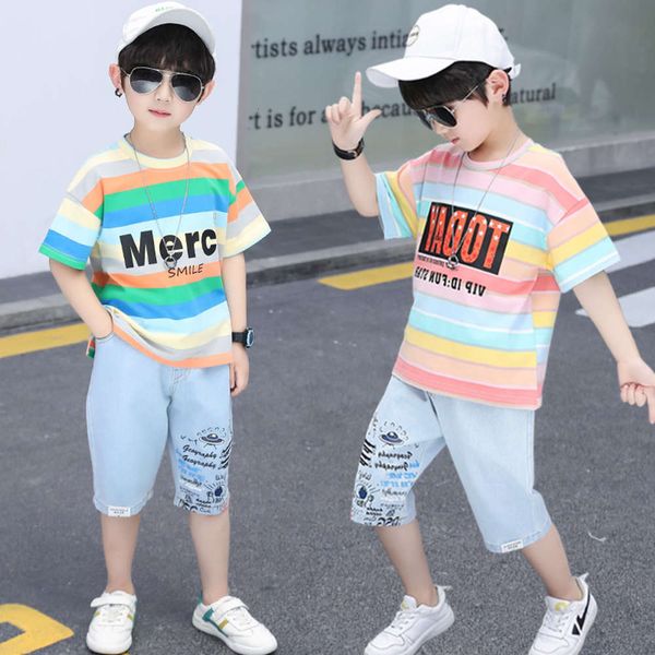 

clothing boys' 2021 new children's korean summer two piece suit, White