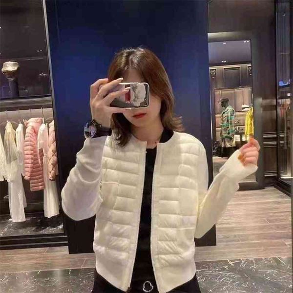 

m mengjia down jacket 90 white duck light short coat womens wool splicing 2021 new style, Black
