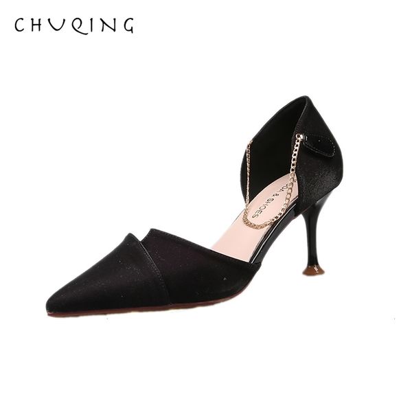 

chuqing women pumps pointed toe women high heels shoes patent leather women wedding shoes heels ladies shoes, Black