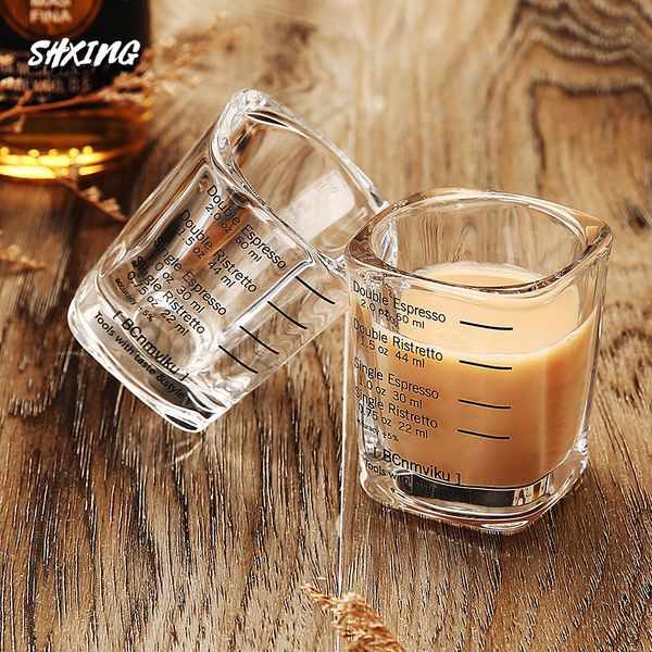 60 ml quadrato ispessito vetro oncia tazza oncia graduata misurino tazza concentrata caffè espresso