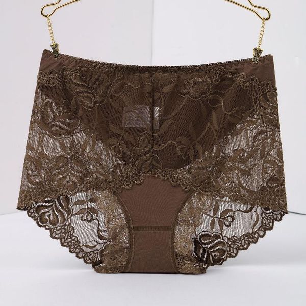 

women's panties ladies high waist lace large size cotton bottom female briefs comfortable breathable quality underwear women, Black;pink