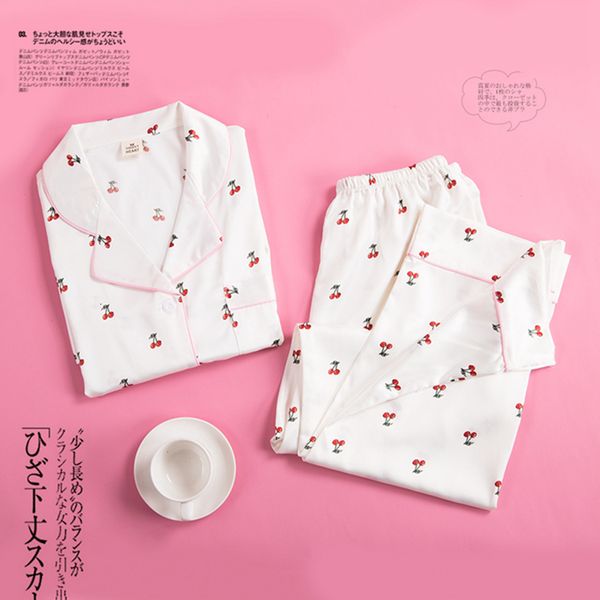 

2021 new 3pcs womens pajamas sets soft cherry faux silk satin sleepwear shorts ladies spring summer pajama female homewear ld5j, Black;red