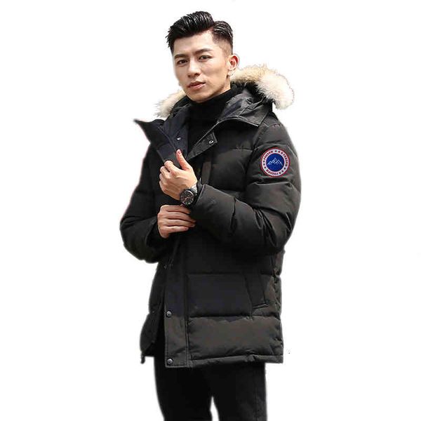 

biufolxiu parkas men jackets men's winter coat plus size water-repellent windproof fur hooded thicken long parka puffer, Black