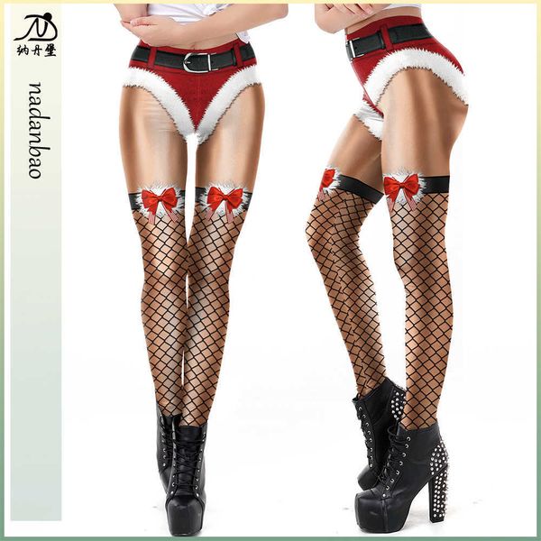 

women's women's lace briefs 3d digital printing bottoms wear capris, Black