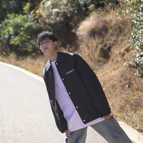 

men's jackets casual jacket men style zipper impermeable black streetwear varsity mens clothing bg50js, Black;brown