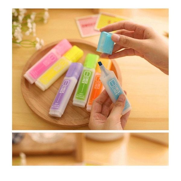 

6pcs/pack fluorescent highlighter marker multi-color highlighter pen marker paint pens set stationery office school qylohp