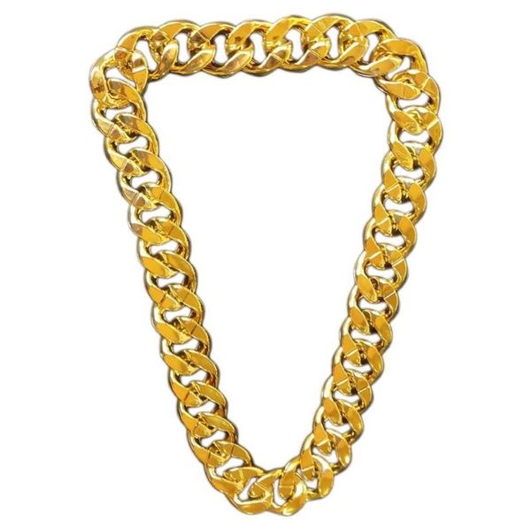 

chains b36d big chunky plastic chain faux gold exaggerated necklace creative hip hop turnover for rapper costume props, Silver