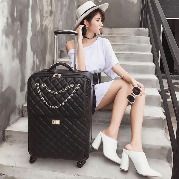 

suitcases 2021 universal wheel travel bag suitcase carry on trolley women cabin luggage girl fashion 20 24 inch trunk