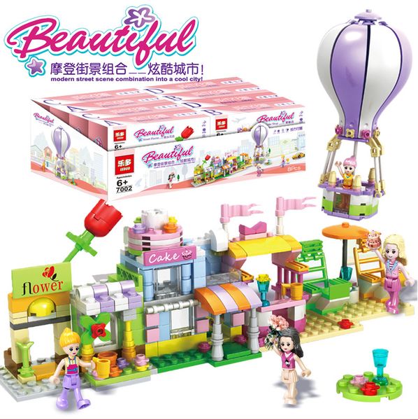 

95pcs diy model lego blocks children girl educational toys assembled city minifigure street view building over six years old