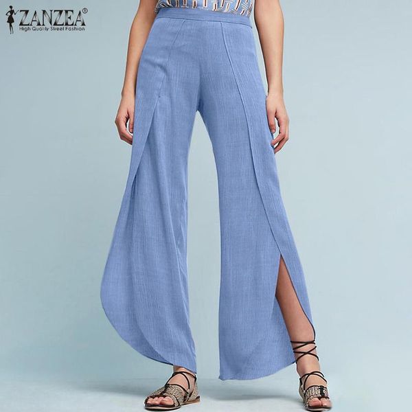 

women's pants & capris womens elegant maxi trousers fashion solid wide leg 2022 summer loose ol bottoms chic casual zipper pant plus, Black;white