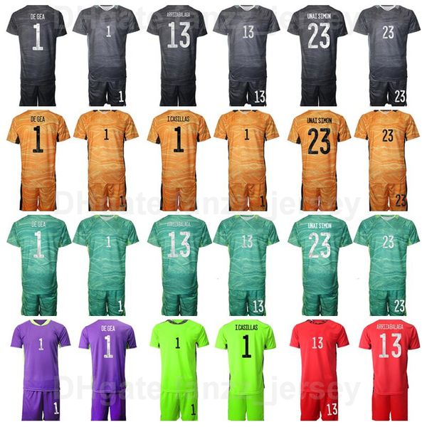 

national team goalie soccer goalkeeper 1 david de gea jersey set gk 13 kepa arrizabalaga 1 iker casillas 23 unai simon 23 pepe reina footbal, Black