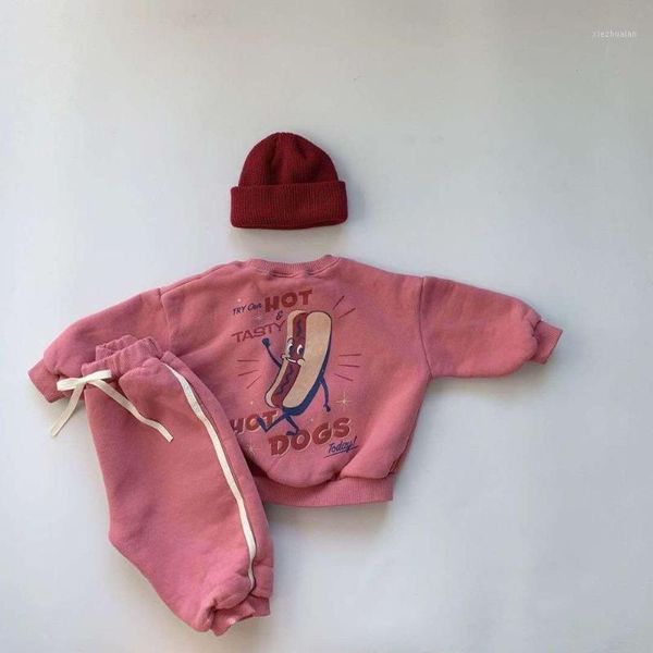 

clothing sets 2021 baby girls boys thicken printed set sweatshirt+pants winter cotton fashion babys suirts 0-3 years1, White