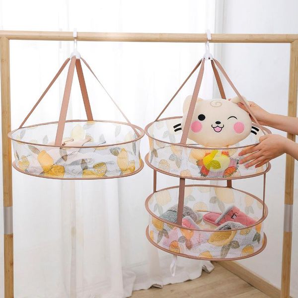 

hanging clothes basket clothing net drying rack