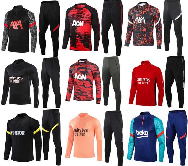 

2021 men 2022 football training tracksuit soccer tracksuits suit 21 22 chandal jacket jogging kit, Black