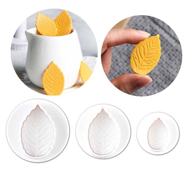 

baking moulds 3pcs/set cake rose leaf plunger fondant decorating sugar craft mold cookie biscuit cutter pastry tools