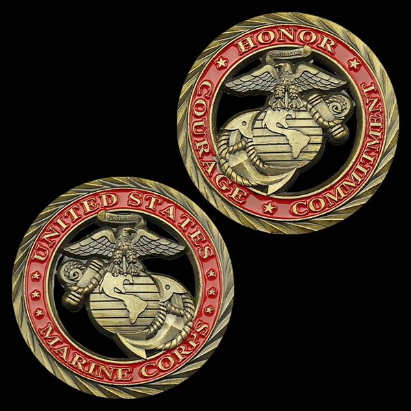

10pcs non magnetic us marine corps souvenir hollow out collectible coin collection art veteran military fans copper plated commemorative coi